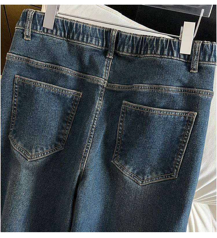 Plus Size Women's High Waist Slimming Casual Loose Velvet Thick Jeans 200-300 Jin.