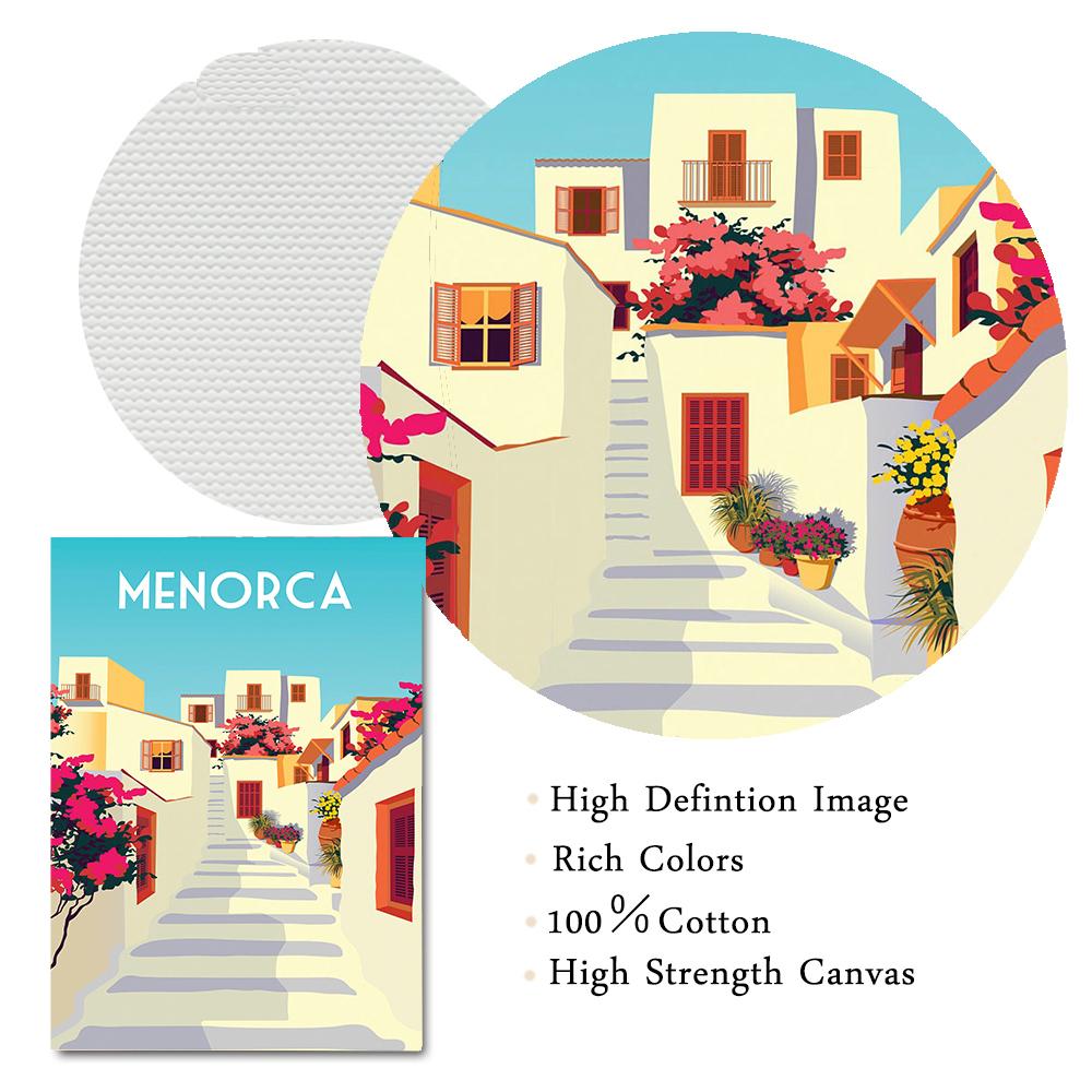 Tourist Landscape Poster Spain Menorca French Riveria Santorini Canvas Print Nordic Wall Art Picture