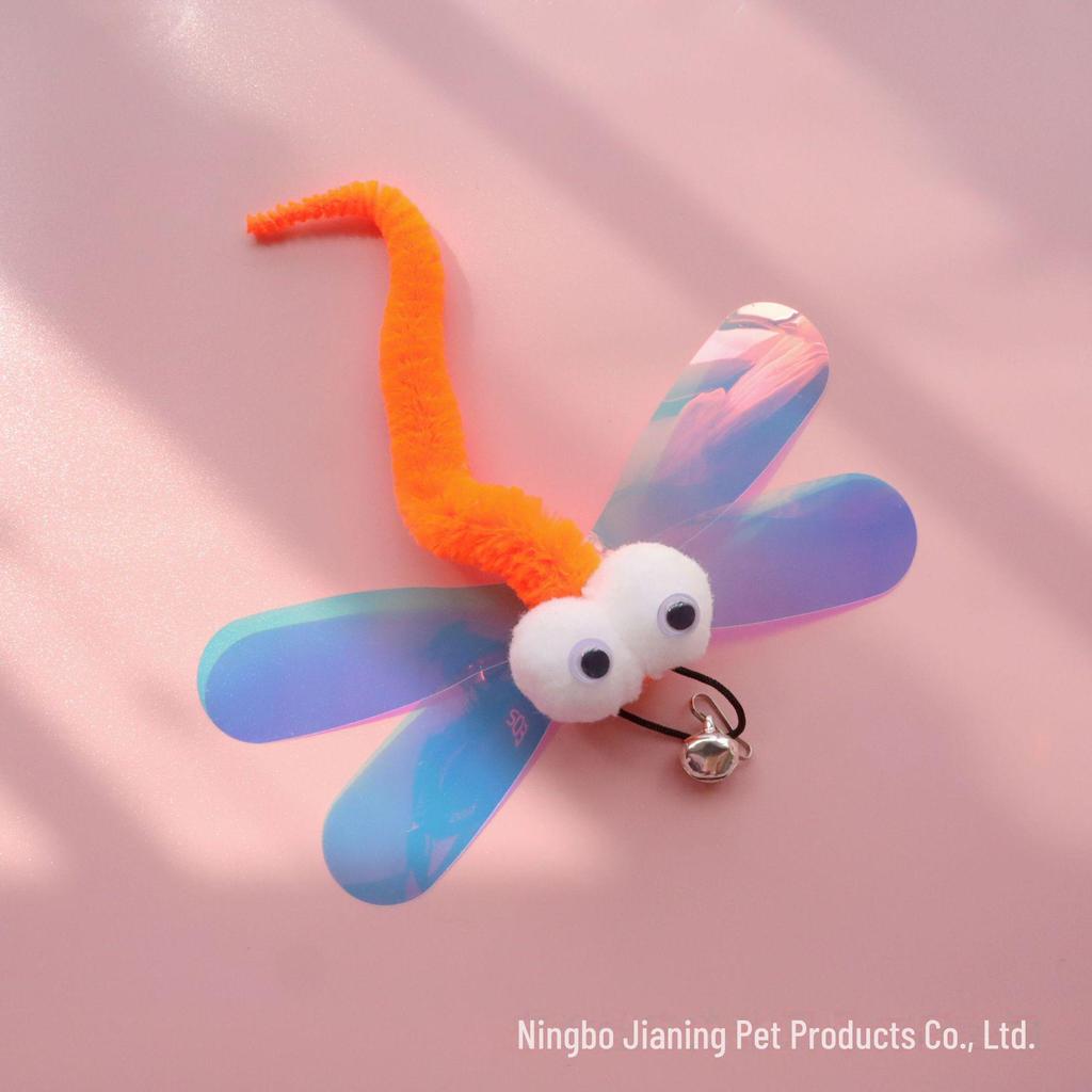 "Interactive Cat Toy Set with Butterfly & Dragonfly Sounds, Replacement Heads, and Insect Designs for Self-Entertainment"