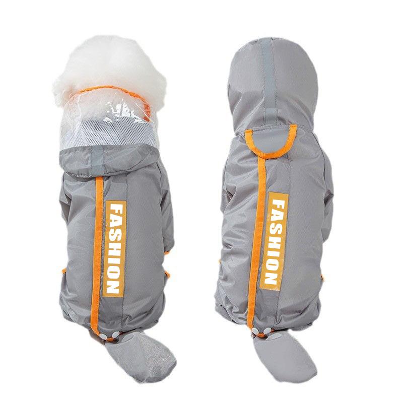 Colorblocked Breathable Dog Raincoat Pulled Full Body Coverage Waterproof Dogs Coats with Hat Reflective Pets Accessories