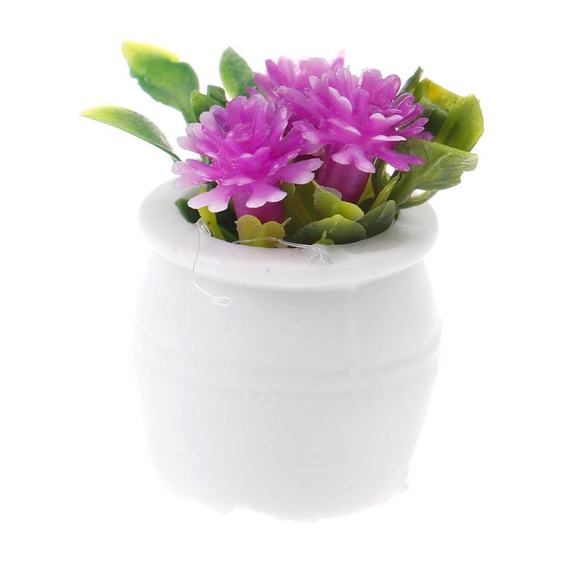 

1:12 Dollhouse Miniature Clay Rose Potted Plant Flowers Pot Model Garden Decor Toy Doll House Accessories