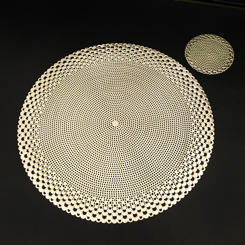 PVC Dining Coaster Set Decorative Table Mat PVC Bronzing Kitchen Supplies Antislip For Restaurant Pure Color Western Food CushionTable Decoration Mat