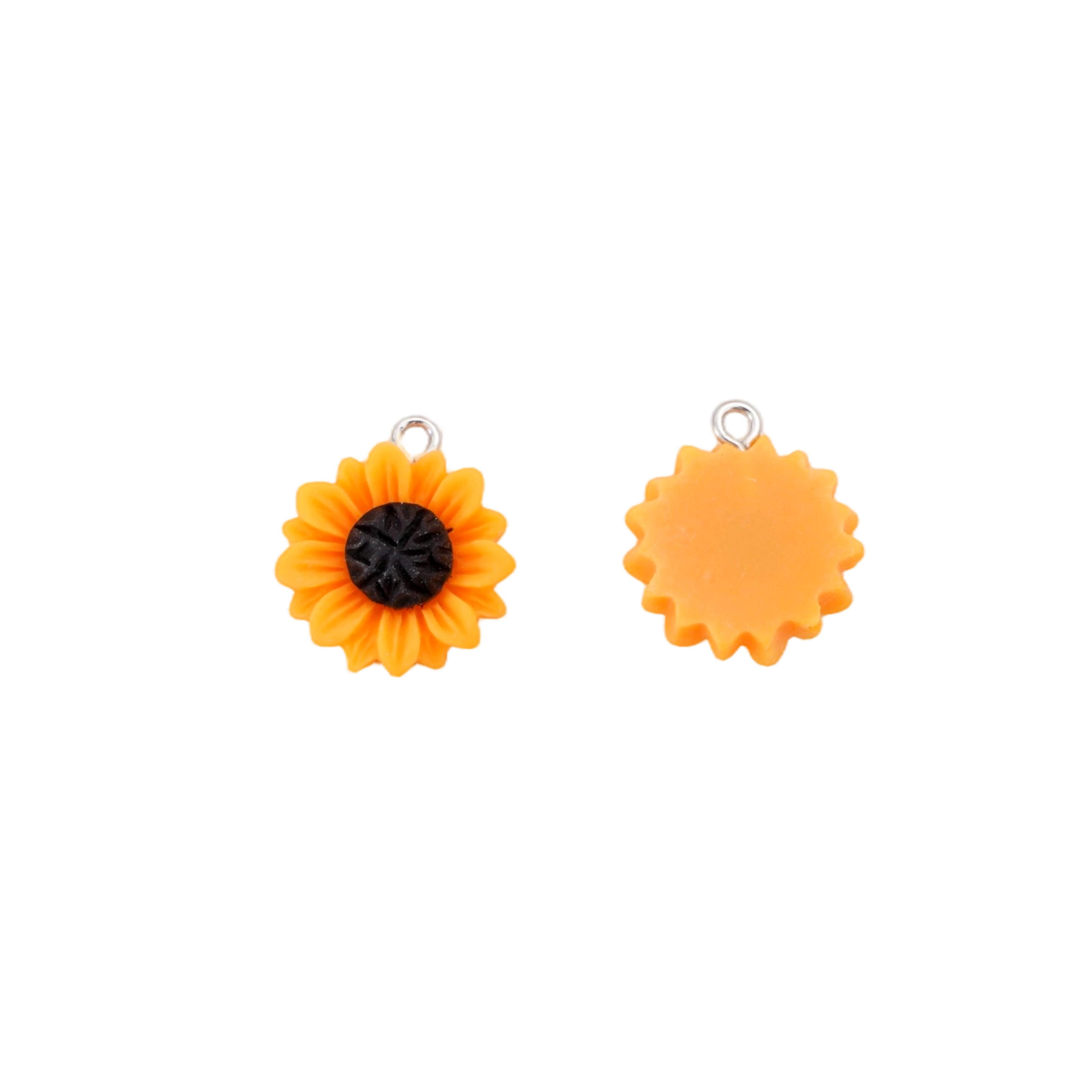 

Resin Sunflower Pendant for DIY Necklace Jewelry Making 19x22mm