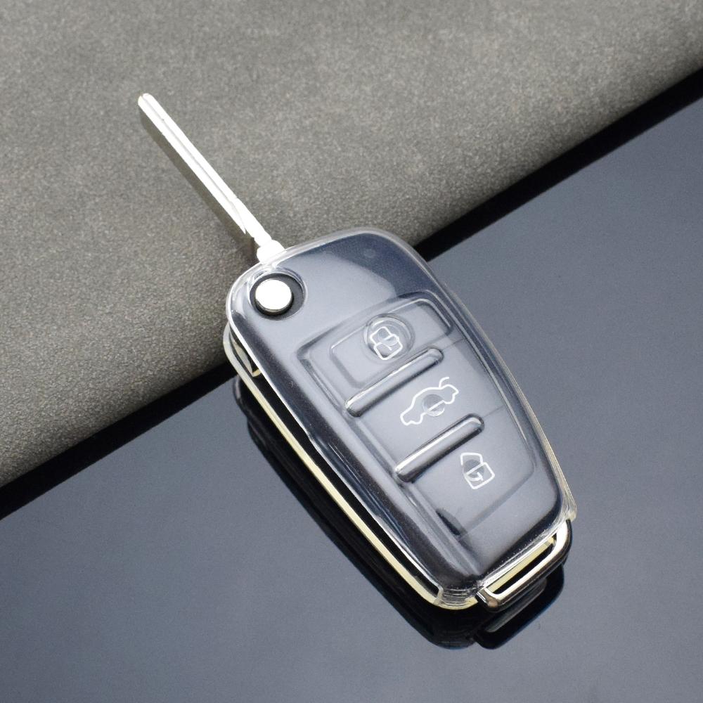 For A1 A3 8P A4 A5 A6 C7 A7 S3 S7 S8 R8 Q2 Q3 Q5 Q7 Q8 SQ5 TT RS3 RS6 Transparent Car Remote Key Case Cover
