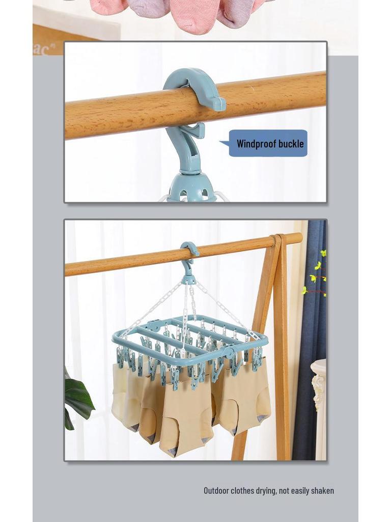 32-Clip Multifunctional Drying Rack Hanger for Socks and More
