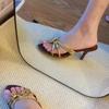 Fashion NEW Women Weaving Cross Leather Crystal Heels Open Hollow Shallow Sandals Elegant Sequins Stiletto Sandals Dress Shoes