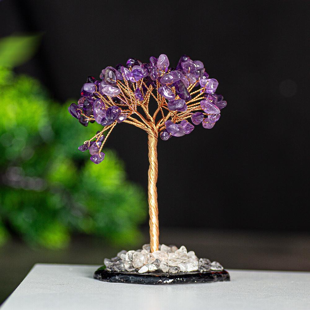 Albero dei Soldi in Cristallo di Quarzo Naturale Con Luce LED Per Scrivania d'Ufficio Decorazione Regalo Per Amici