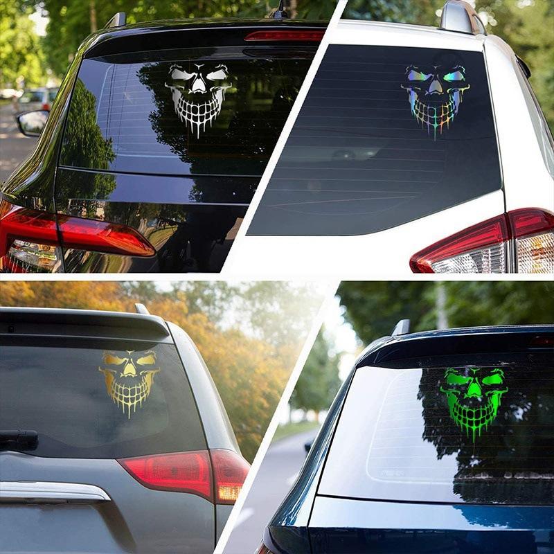 Skull Head Car Sticker Reflective Car Sticker Body Decoration Nose Cover Hood Decoration Sticker