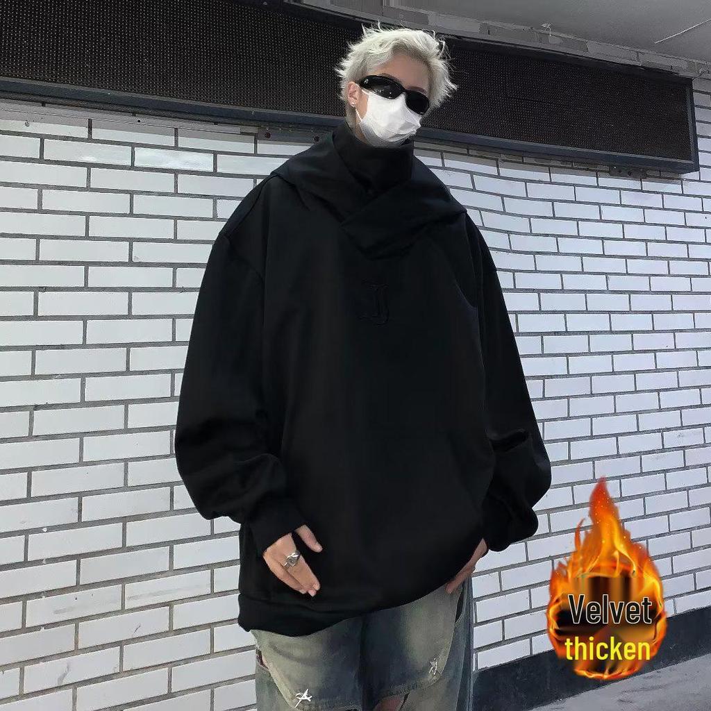 Unisex High-End Heavyweight Turtleneck Hoodie with Embroidery - Autumn/Winter Trend