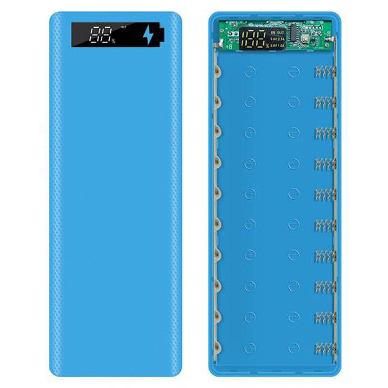 Dual Usb Diy Lcd Display 10X18650 Battery Case Power Bank Shell Charger Box