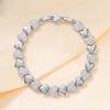 Trendy Heart-shaped Brass Zircon Decor Bracelet with Stainless Steel Chain Elegant Daily Ladies Bling Hand Jewelry
