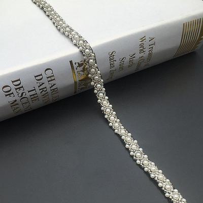 Artesanía Hecha a Mano DIY Tela de Perlas Adorno Nupcial Cinta Encaje Adorno Decoración Vestido Bordado