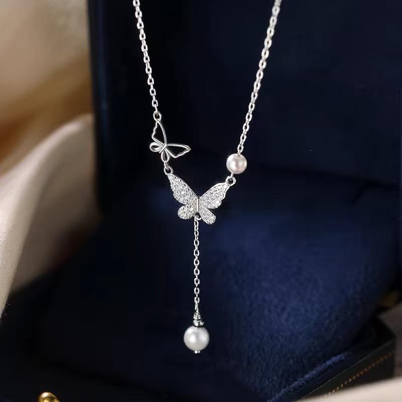 2024 High-End 925 Sterling Silver Butterfly Clavicle Necklace for Women - Elegant, Light Luxury Style