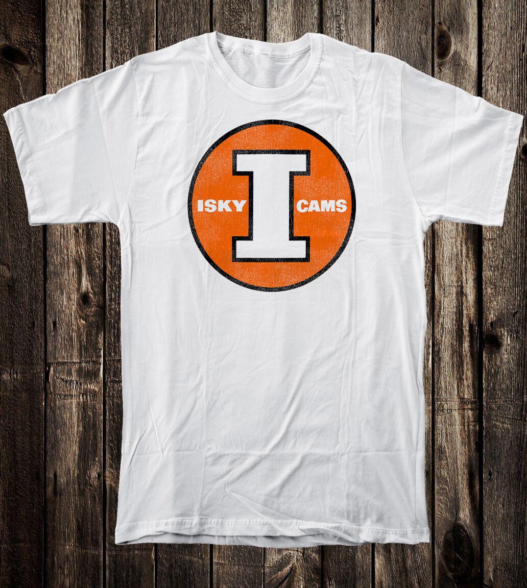 T Shirt 100% Cotton White Hot Rod Iskenderian Isky Racing Cams Orange Logo S