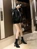 2025 Spring and Autumn Fashion Versatile Single Boots Versatile Short Boots Pointed Thick Heel High Heel Martin Boots Knitted Stretch Socks Women