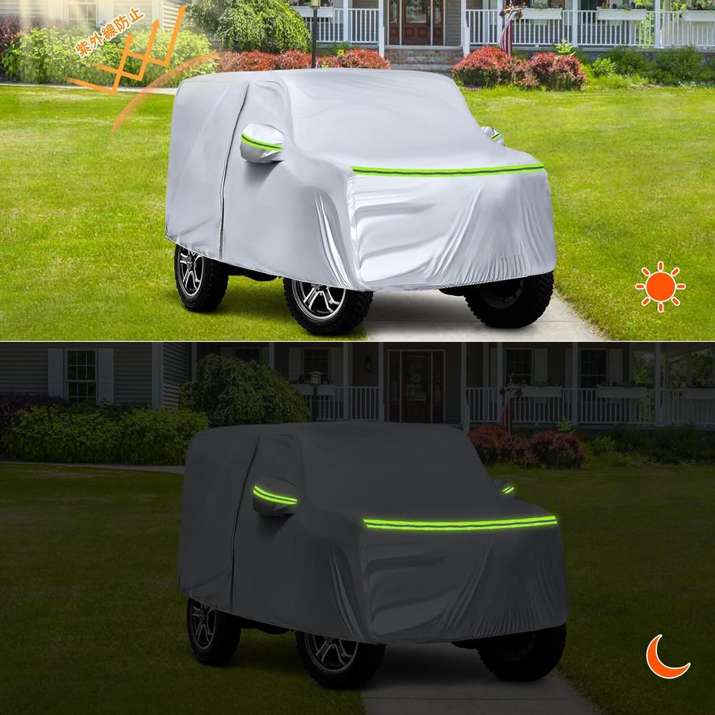 Tusamika Car Cover for Suzuki Jimny Sierra Thick and Yellow Sand Includes Elastic Windproof Suitable for All Quality Silver