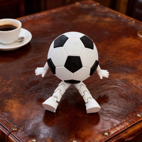 Soccer Man Figurine with Articulated Legs Movable Joints 3D Printed Cartoon Football Man Fidget Toy Desktop Decoration Ornament
