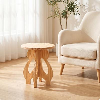 Fir Wood Stool Grain Detachable Footstool for Entryway, Living Room, Balcony