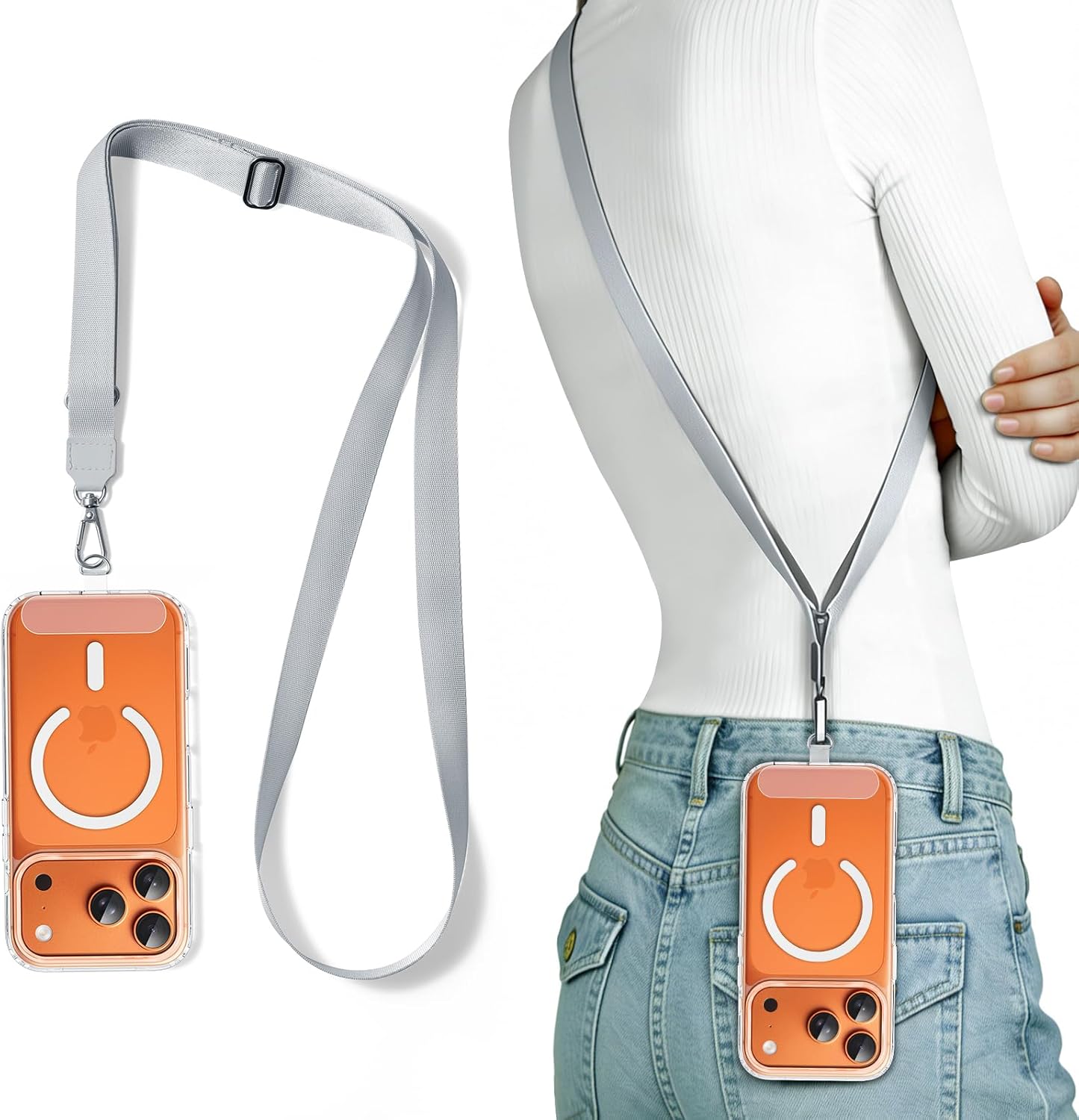

for iPhone 17 Pro Max Clear Phone Case with Adjustable Lanyard Strap, Magsafe Design Magnetic Shock Proof Heavy-Duty Men Women For iPhone 17 ProMax