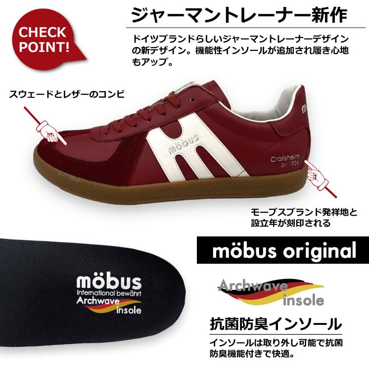 Mobus Men's Genuine Leather Casual Walking Shoes with Built-in Functional Insole, Current Model MUNCHEN (CREAM/BLACK, 26-point, 5-centimeter measureme