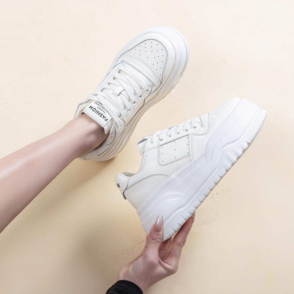 Leder Feder Neu Atmungsaktiv Dicksohlig Leicht Sportliche Schuhe Einzelne Schuhe Freizeit Board Schuhe