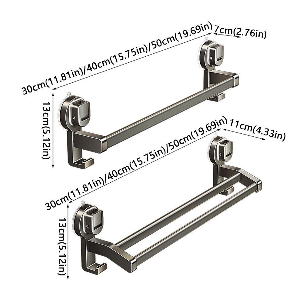 30/40/50CM Aluminum Towel Rack Strong Load-bearing Bathroom Organizer Double Pole Rack  Balcony