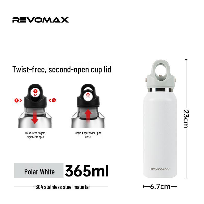 REVOMAX Threadless Insulated Stainless Steel Water Cup 365ML - Ideal for Hot or Cold Drink Outdoors