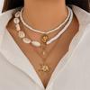 Pack of 3pcs Ocean Inspired Shell Bead Necklaces Layered Neckchain Adjustable with Unique Accents for Women And Girls