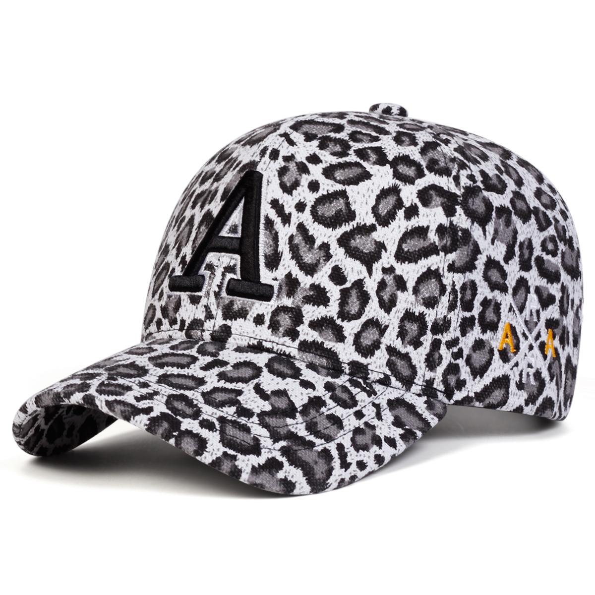 

Unisex A Letter Embroidery Leopard Print Baseball Caps Spring and Autumn Outdoor Adjustable Casual Hats Sunscreen Hat Sports Cap сірий
