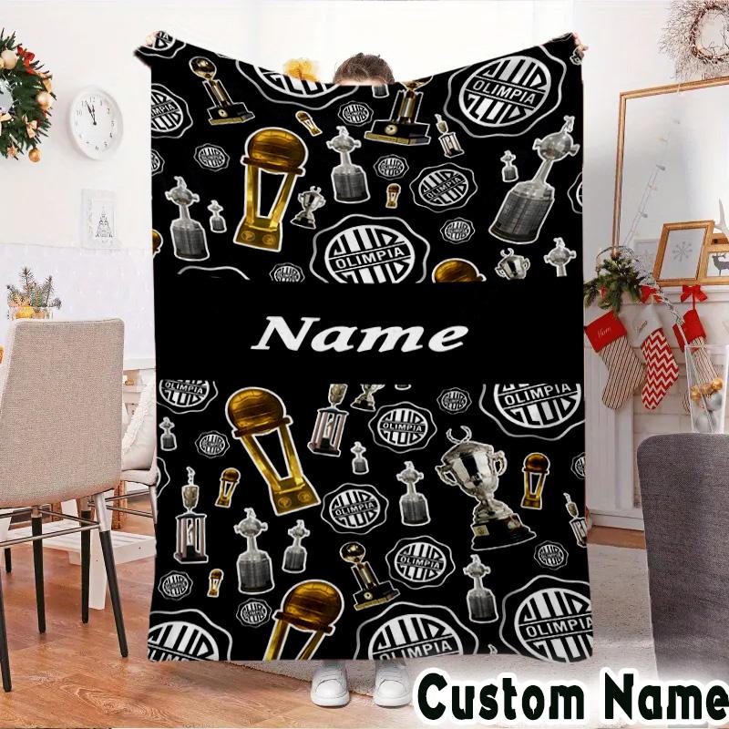 Custom Name Cam Team Spirit Throws Blanket Flannel Blankets for Couch Bed Gifts for Men Women Picnic blanket Christmas fan gifts