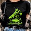 Mädchen sind Mädchen Gottesanbeterin T-Shirt und Kinder-T-Shirt, Lustiges feministisches Käfer-T-Shirt