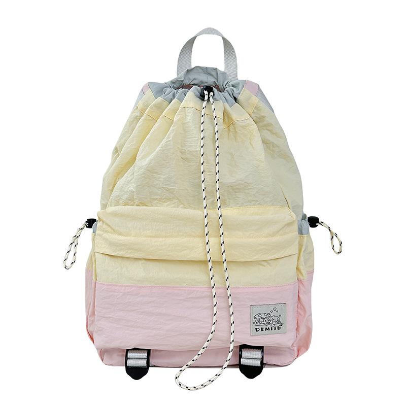 Schoolbag is a hot seller this year, casual backpack, women's fashion contrasting colors, lightweight drawstring, mountaineering bag