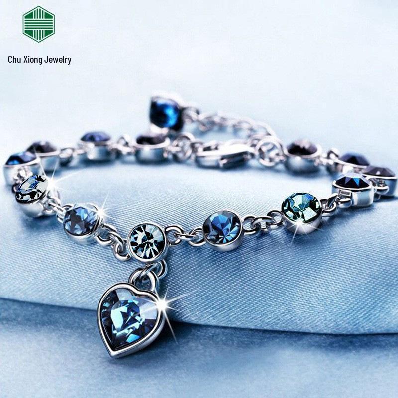 Women's Ocean Heart Crystal Bracelet - Fashionable Jewelry for Girls