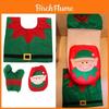 Festive Christmas Santa Toilet Seat Cover Set With Snowman And Reindeer Designs