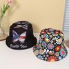 Fashion trend full print flower butterfly double sided fisherman hat suitable for women leisure entertainment shade