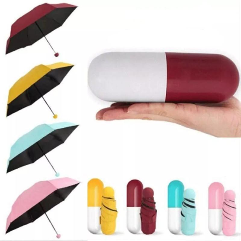 Folding Capsule Small Umbrella Pill Package Portable Travel Sunny Day Rainy