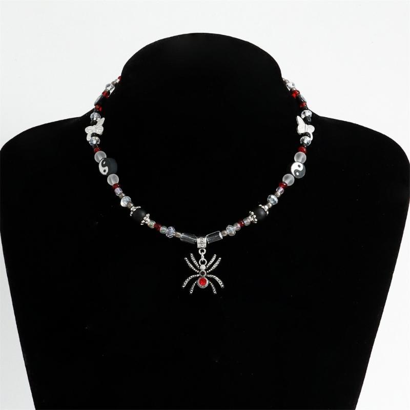 Diamonds Spiders Exaggerated Clavicle Chain Female Temperament Handmade Beaded All-matched Crystal Stone Necklace