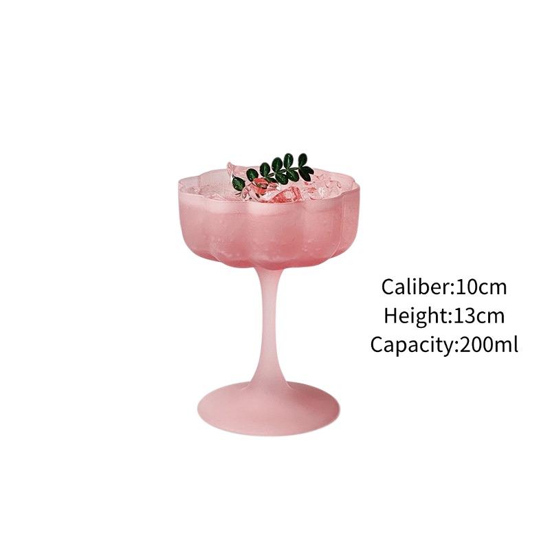 

Creative Cocktail Glasses Cups,Flower Shaped Wine Glass Cups,Thin Juice Glass Cups,Frosted Pink Champagne Flutes,Homebar Tools 1pc
