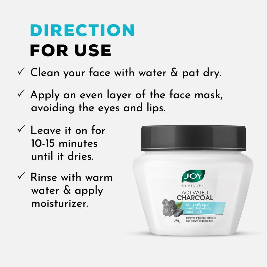 JOY Aktywny Węgiel Maseczka do Twarzy 250g Maseczka Glinkowa do Oczyszczania Skóry Detoks Kontrola Oleju