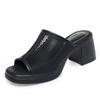 Slippers Women In Summer Thick Heel Waterproof Platform Mesh Breathable Exposed Toe High Heel Soft Sole Ladies Sandals Elegant