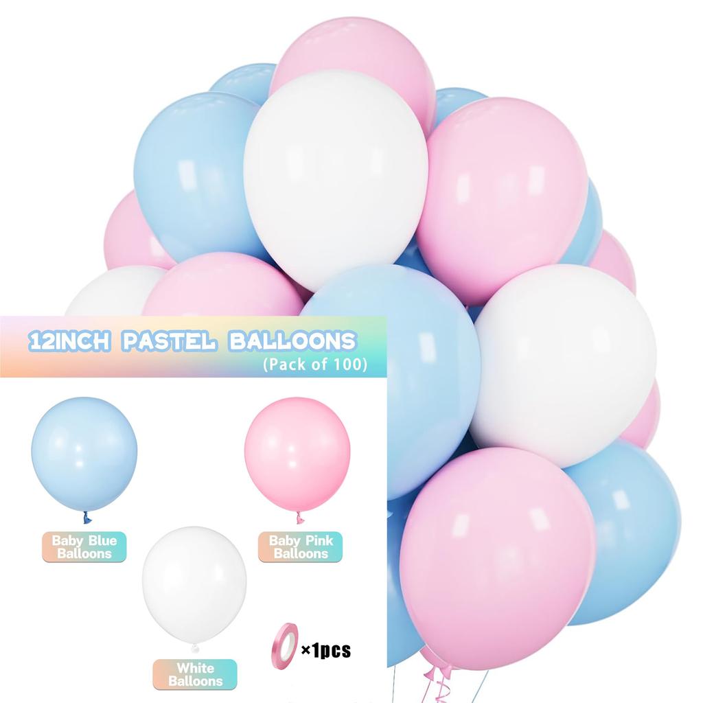 12inch 100pcs Multi-color Latex Balloon Set, Suitable for Weddings, Birthdays, Pop Parties, Bridal Showers, Family Gatherings