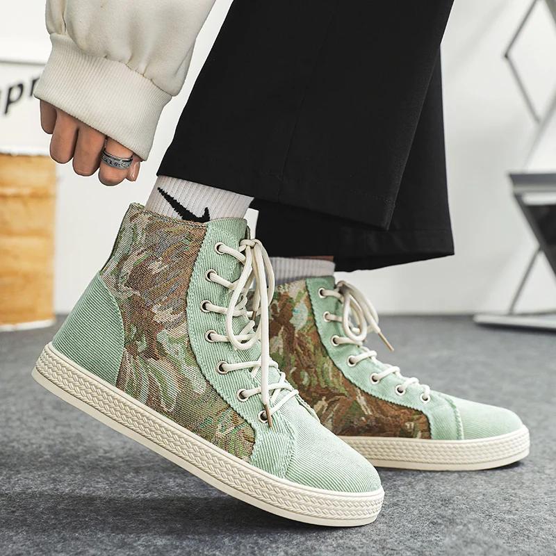 Fashion Autumn Shoes for Men Sports High Tops Teenagers Outdoor Men's Sneakers Hard-wearing Mans Walking Casual Shoe Explosive Style