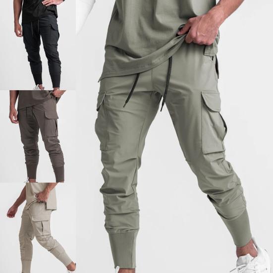 Pantaloni da uomo tinta unita vita elasticizzata coulisse caviglia con elastico Autunno Pantaloni della tuta per l'uso quotidiano