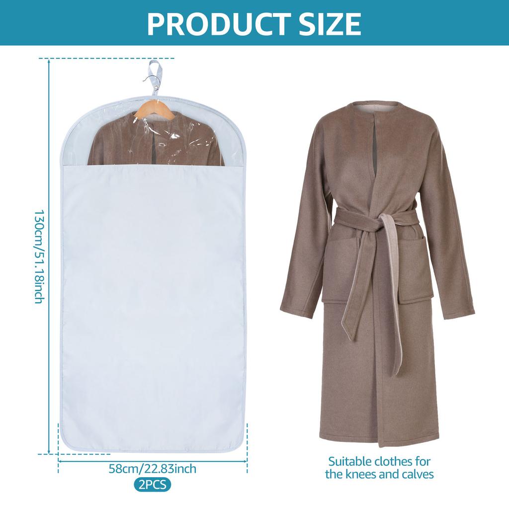 Dust Proof Garment Protector Cover Bag Hanging Garment Bag with Side Opening Zipper Moisture Proof Vacuum Bag for Coat Jacket