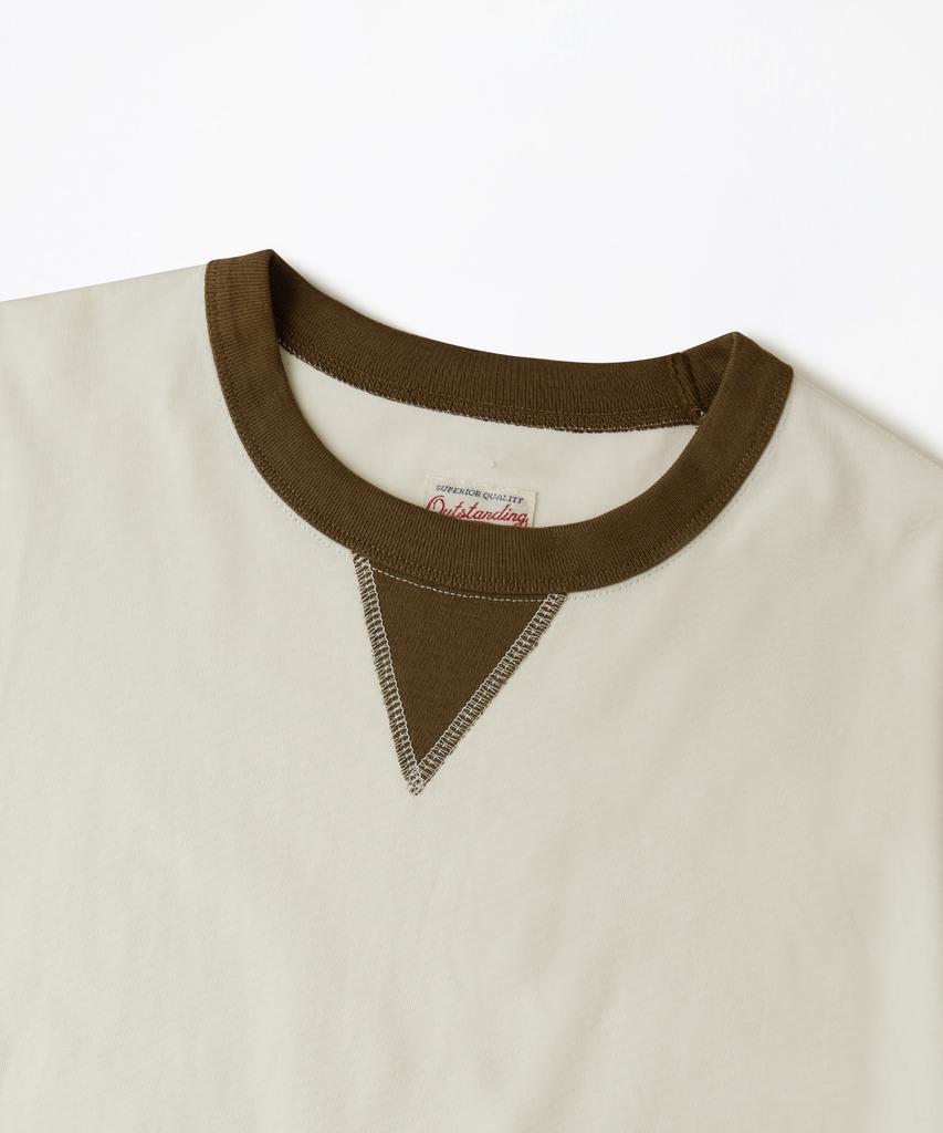 OUTSTANDING Ringer T-Shirt_Off White/Brown