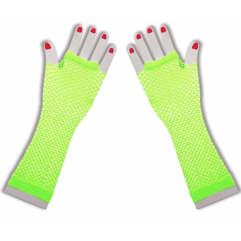 

1 Pair Fashion Various Neon Colours Fishnet Gloves Short Fingerless Fishnet Mesh Gloves for Bride Wedding Party флуоресцентный зеленый