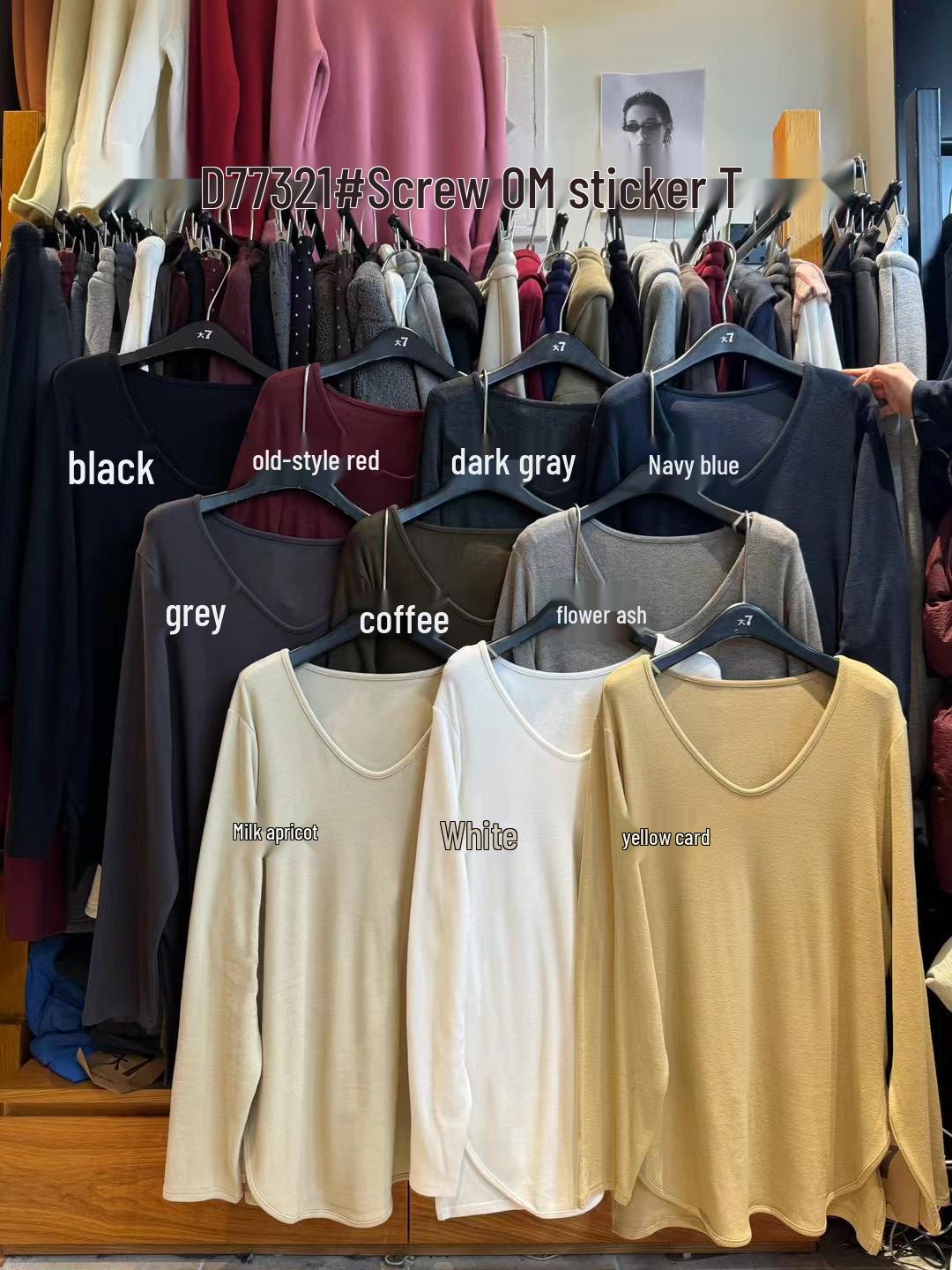 

Женская зимняя футболка свободного кроя большого размера с V-образным вырезом и рубчиком - корейский стиль White