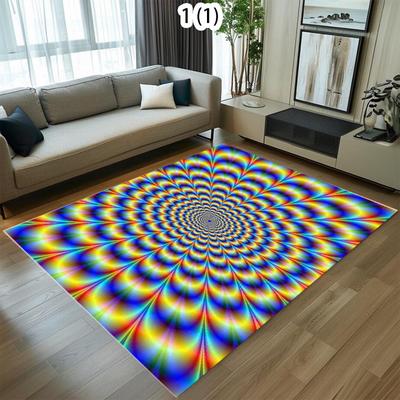 Rainbow Visual Spiral Area Rug Psychedelic Optical Illusion Pattern Durable Low-Pile Carpet for Living Room Bedroom Entryway