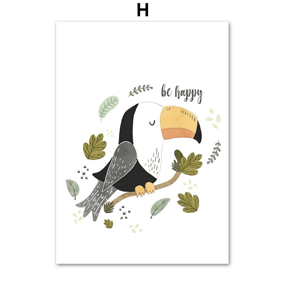 Słoń Lew Zebra Żyrafa Tygrys Dżungla Dekoracja Ściany do Pokoju Dziecka Plakat Płótno Plakat Nordycki Wystrój Scandi Obrazy Pokój Dziecięcy