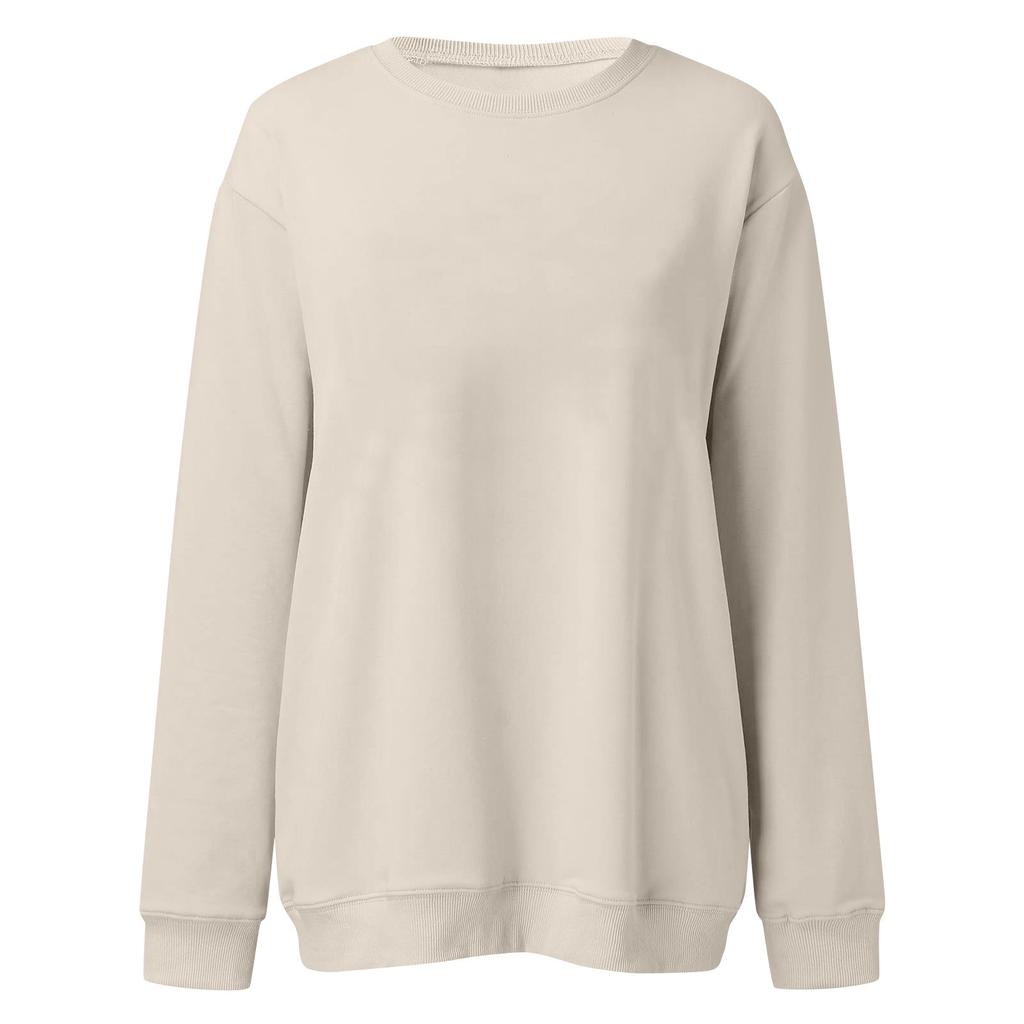 Dame Vintertopper Dame Langermet Genser Casual Rund hals Løs Passform Pullover Fleece Topper